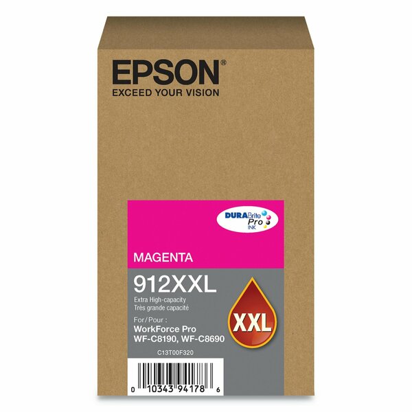 Epson T912XXL320 (912XXL) DURABrite Pro Extra High-Yield Ink, 8000 Page-Yield, Magenta T912XXL320